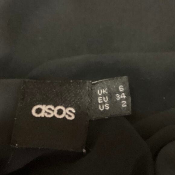 ASOS Black Sheer 3/4 Sleeve Lightweight V Neck Casual Wrap Blouse Top Size 2 - Picture 3 of 4